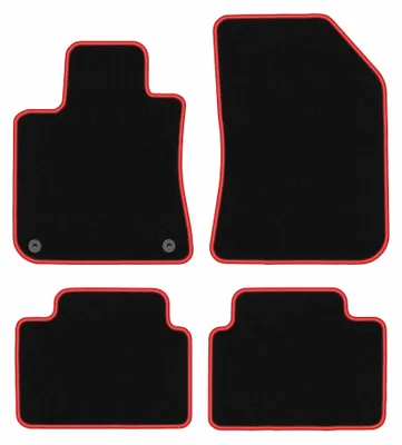 Image de Tapis de sol en moquette pour Peugeot 308 II 2013- (break/SW) – jeu 4 pièces, noir/rouge, sur mesure – Wielganizator CARLUX