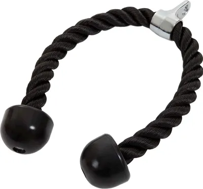 Produktbild von ScSPORTS® Trizepsseil - 70cm, Nylon, Kunststoff-Endkappen, mit Drehgelenk, Schwarz - Seilzug Griff, Trizeps Tau, Bizeps Seil, Kabelzug Griffe, Trainingsseil, Fitness, Zuhause, Krafttraining, Gym