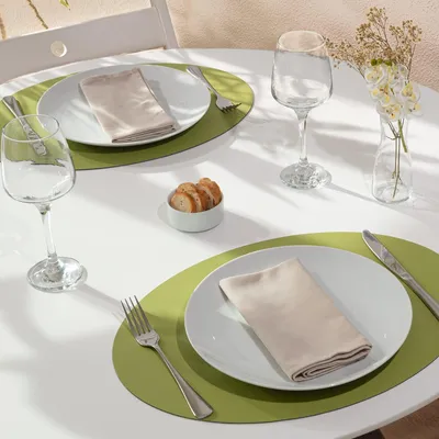 Produktbild von Tischsets oval 4er Set 33x45 cm – recyceltes Leder – Thyme