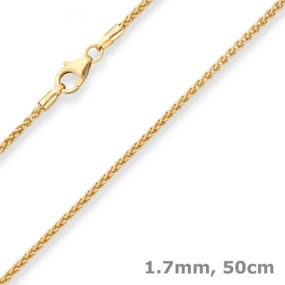 1-7mm-Zopfkette-aus-585-Gelbgold-50cm-mit-Zwischenöse