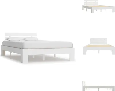 Image de vidaXL Lit en bois massif pin blanc 120x200 cm - Lits et Sommiers