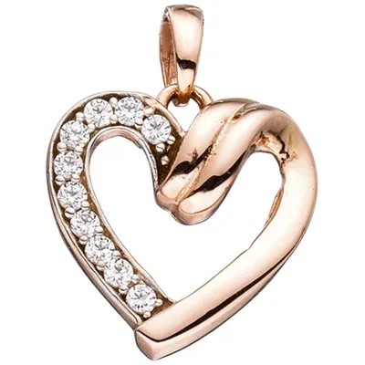 Immagine prodotto di Ciondolo a forma di cuore, ciondolo in oro rosso 333 con zirconi, altezza 14 mm, 1,3 grammi