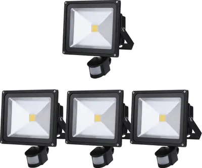 Produktbild von Greenmigo 4x 30W LED Strahler Fluter + Bewegungsmelder Warmweiß warmweiss Objektbeleuchtung Außenstrahler Wandstrahler Flutlichtstrahler Scheinwerfer Gartenlampe IP65 85V-265V