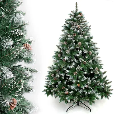 Image de Yorbay Arbre de Noël artificiel 120cm Sapin avec support véritables pommes de pin pour décoration de Noël sapin de Noël avec neige réutilisable