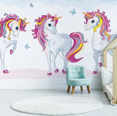 Produktbild von Muralo XXL Selbstklebende FOTOTAPETE EINHoeRNER Schmetterlinge Wolken Dekor (B) 208 cm x (H) 146 cm Tapete Wandtapete WOHNZIMMER SCHLAFZIMMER 4850