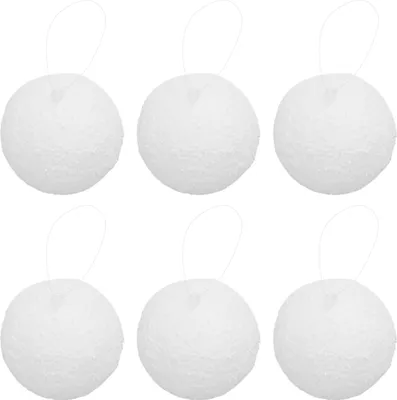 Image de 6PCS 3.94in Xmas Tree Ball Ornaments Foam Snowy Ball Ornaments Hanging Decorations for Xmas Wedding Party Holiday Decor White (ornements de boule de sapin de Noël en mousse)