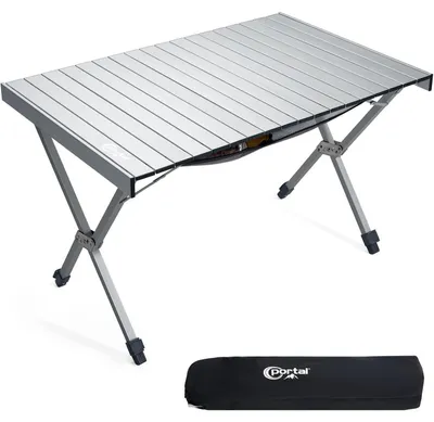 Produktbild von Campingtisch faltbar Höhenverstellbar Aluminium 108 x 71 cm Silber