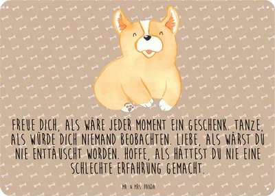 Produktbild von Mr. & Mrs. Panda tafel Corgie DIN A3 - Hundeglück - Geschenk, Corgi, Sprüche, Schild, Wandbild, Hund, Blechschild, Lebensfroh, Türschild, Metallbild, Spruch