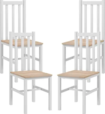 Produktbild von 4er-Set Küchenstühle Esszimmerstühle Stühle, Massivholz, modernes Design, 38, 5 cm x 47,5 cm x 99 cm, Natur