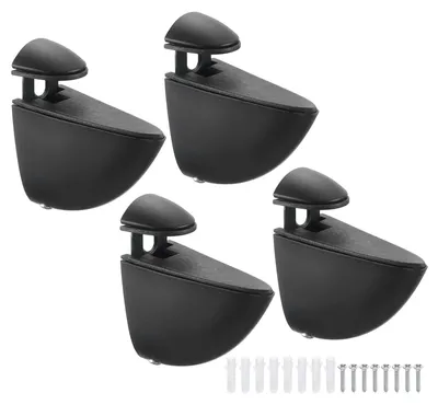 Produktbild von Set aus 4 Glasablagen mit verstellbaren Halterungen, schwarz
