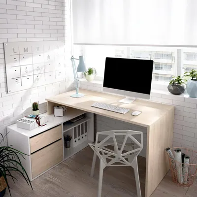 Produktbild von Schreibtisch Ddiaw, Mehrzweckschreibtisch für Büro oder Schlafzimmer, Mehrzweck-Ecktisch, 139 x 92 x 75 cm, Weiß und Eiche