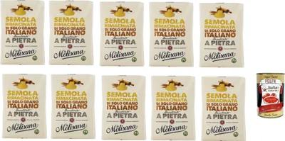 Produktbild von 10 x Molisana Semola rimacinata di Grano Duro Durum Weizengieß 1 kg Grieß für Pizza + Italian Gourmet Polpa 400g