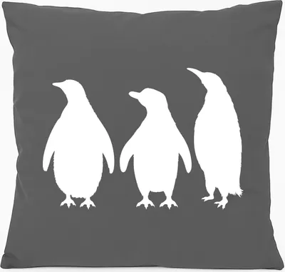 Produktbild von Huuraa Kissen Pinguine Silhouette 40x40cm mit Füllung Steel Grey Baumwolle Dekokissen Geschenkidee