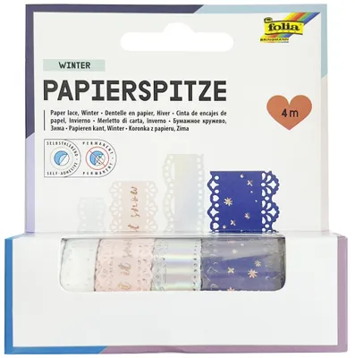 Productafbeelding van folia 13807 folia Papierspitze Winter Deko-Klebeband glänzend 10,0/15,0/17,0/23,0 mm x 1,0 m 4 Rollen