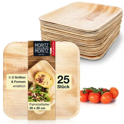 Immagine prodotto di Moritz & Moritz 25x Piatto a foglia di palma quadrato 20 cm
