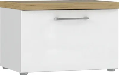 Produktbild von Schuhbank >TULUZA< 1 Tür, Weiss / Artisan Eiche Nachbildung - 60,3x40,8x43,4cm (BxHxT)