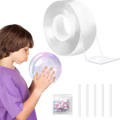 Immagine prodotto di Giocattolo a bolle per bambini, glitter, 50 cannucce, kit fai da te, 3 m
