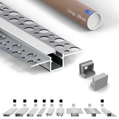 Produktbild von LED-Trockenbauprofil UP 2 m Silber für LED-Streifen bis 10 mm inkl. milchiger Abdeckung