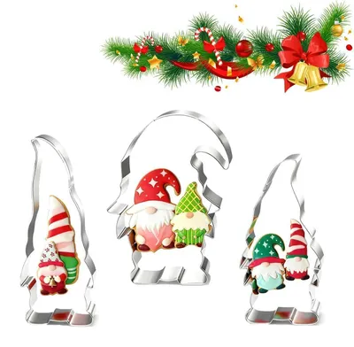 Image de Emporte-pièces pour biscuits de Noël, 3 pièces, en acier inoxydable, motif lutin