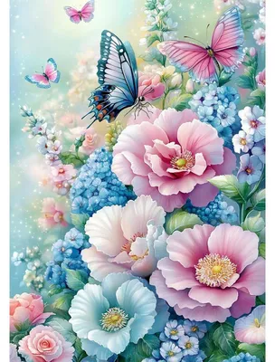 Produktbild von Diamond Painting Kit Bunte Blumen Schmetterlinge 5D DIY Wanddekoration 30x40cm