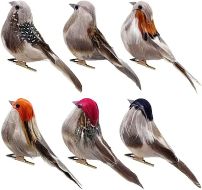 Imagen del producto de Pequeños pájaros artificiales, realistas, de 9,9 cm, paquete de 6 unidades, ideales para jardines y decoración