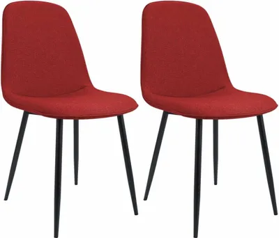 Produktbild von 2er Set rote Esszimmerstühle - Schalenstühle - hoher Sitzkomfort, modernes Design, Stoffpolsterung