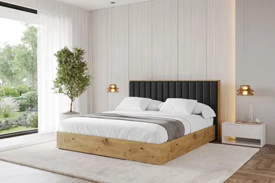 Produktbild von ALTDECOR Polsterbett mit Bettkasten - ENZO4 - 180x200 Schwarz Kunstleder- Bett mit Kopfteil, Boxbett ohne Matratze, Doppelbett mit Stauraum