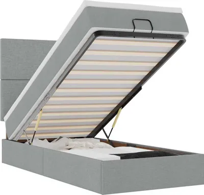 Immagine prodotto di vidaXL Ottoman letto con materasso grigio chiaro 100x200 cm tessuto