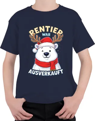 Produktbild von Rentier war t Eisbär mit Geweih Weihnachten Lustig Uni Kinder T-Shirt, Navy, 104