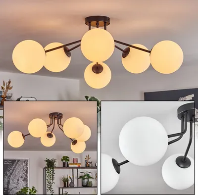 Produktbild von Fossobiubo Deckenlampe aus Metall/Glas in Schwarz/Weiß