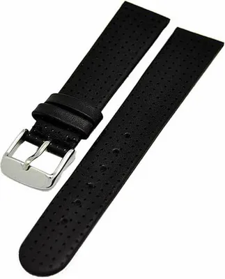 Produktbild von Uhrenarmband mit Lochprägung Golfer Design 20mm schwarz