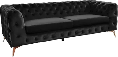 Produktbild von KAWOLA Sofa NARLA Chesterfield 3-Sitzer Velvet schwarz