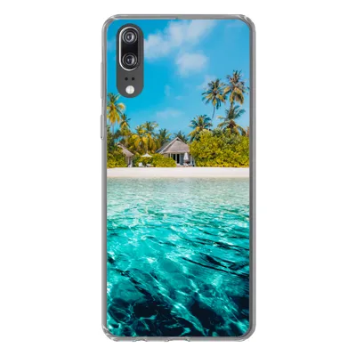 Produktbild von MuchoWow® Handyhülle Schutzhülle Hülle für Huawei P20 Strand - Palmen - Meer Silikon Softcase Handy Hülle - Hardcover