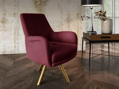 Produktbild von Sessel Drehsessel VALERIE in Stoff Stoff Elisa Velvet Bordeauxrot