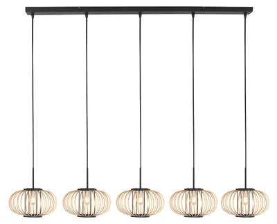 Immagine prodotto di Lampada a sospensione - naturale nero - Silva - bambù metallo - grande lampada da tavolo da pranzo - E27 - 4529ZW - Mexlite
