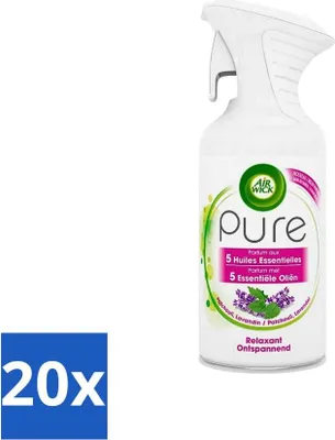 Image de Air Wick Pure – Spray d'ambiance – Huiles essentielles – Lavande – 250 ml - Pack économique - 20 pièces