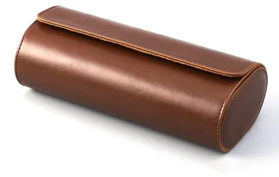 Obrázek produktu pro Pouzdro na cestování – 3 přihrádky –Polyuretankůže – s odnímatelným polštářkem na hodinky – otevíratelné – pro milovníky hodinek – hnědé
