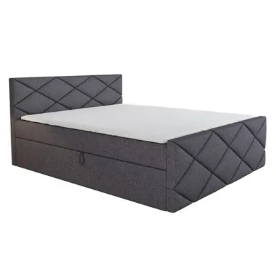 Produktbild von Boxspringbett AXU 180 x 200 mit 2 Bettkästen, Bonell-Matratze und Topper. Farbe: Dunkelgrau