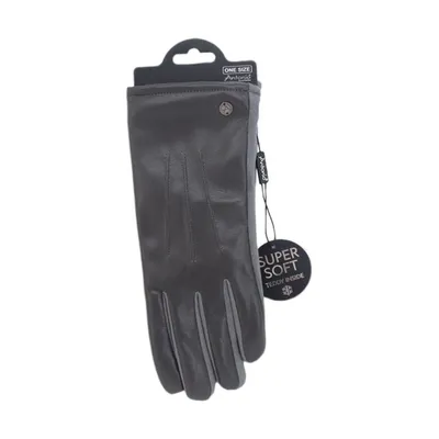 Produktbild von Gefütterte Winter Damen Handschuhe » Kunstleder PolyurethanNappa » Fingerhandschuhe Teddy Fell | Touchfunktion [Grau]