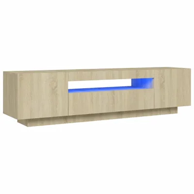 Image de vidaXL Armoire TV avec lampes LED Chêne Sonoma 160x35x40 cm - Meuble TV
