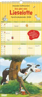 Produktbild von DUMONT - Ein Jahr mit Liselotte Familienkalender 2026 - Familienplaner mit 5 Spalten im Hochformat 22 x 50 cm - Illustrationen von Alexander Steffensmeier für die ganze Familie