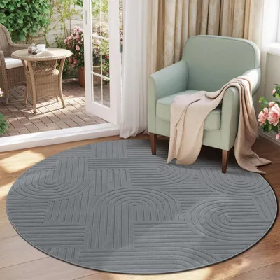 Productafbeelding van Elzusha - Ronde Zachte Vloerkleed 200 cm, Machinewasbaar en Antislip