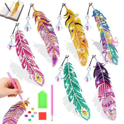 Immagine prodotto di Kit per bambini, ideale come regalo per bambine, per creare segnalibri con la tecnica del diamond painting. Adatto a bambini dai 6 anni in su