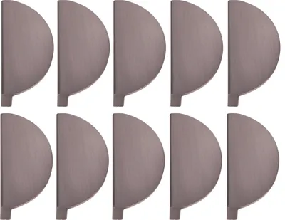 Immagine prodotto di Natural Goods Berlin maniglie per mobili rotonde HALF CIRCLE, interasse fori 64 mm, pomelli per armadi adatti a spessori di ante di 15-22 mm, maniglie per armadi da cucina, cassettiere, credenze ecc., aspetto acciaio inox, 10 pezzi