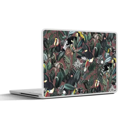 Produktbild von MuchoWow® Laptop Aufkleber Sticker Cover Blumen - Vögel - Blätter 36.5x27.5 cm - Laptop-Sticker