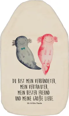 Produktbild von Mr. & Mrs. Panda Wärmflasche Axolotl Freundin - Weiß - Geschenk, naturkautschuk, Freund, gummi, Liebe, Wärmekissen, Valentinstag, Wärmflaschen, Jahrestag