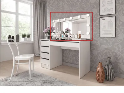 Zdjęcie produktu dla Kondela Lustro ścienne Dakota z oświetleniem - białe