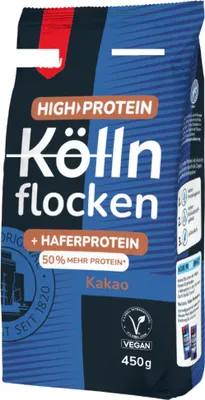 Produktbild von Kölln High Protein Köllnflocken Kakao (450g Beutel) + usy Block