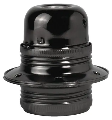 Image de Douille e27 metal + 2 bagues noir chrome tibelec