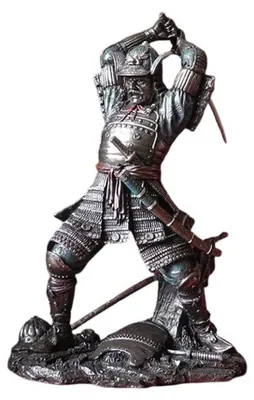 Samurai-Krieger Figur mit Schwert, 23 cm, Bronze